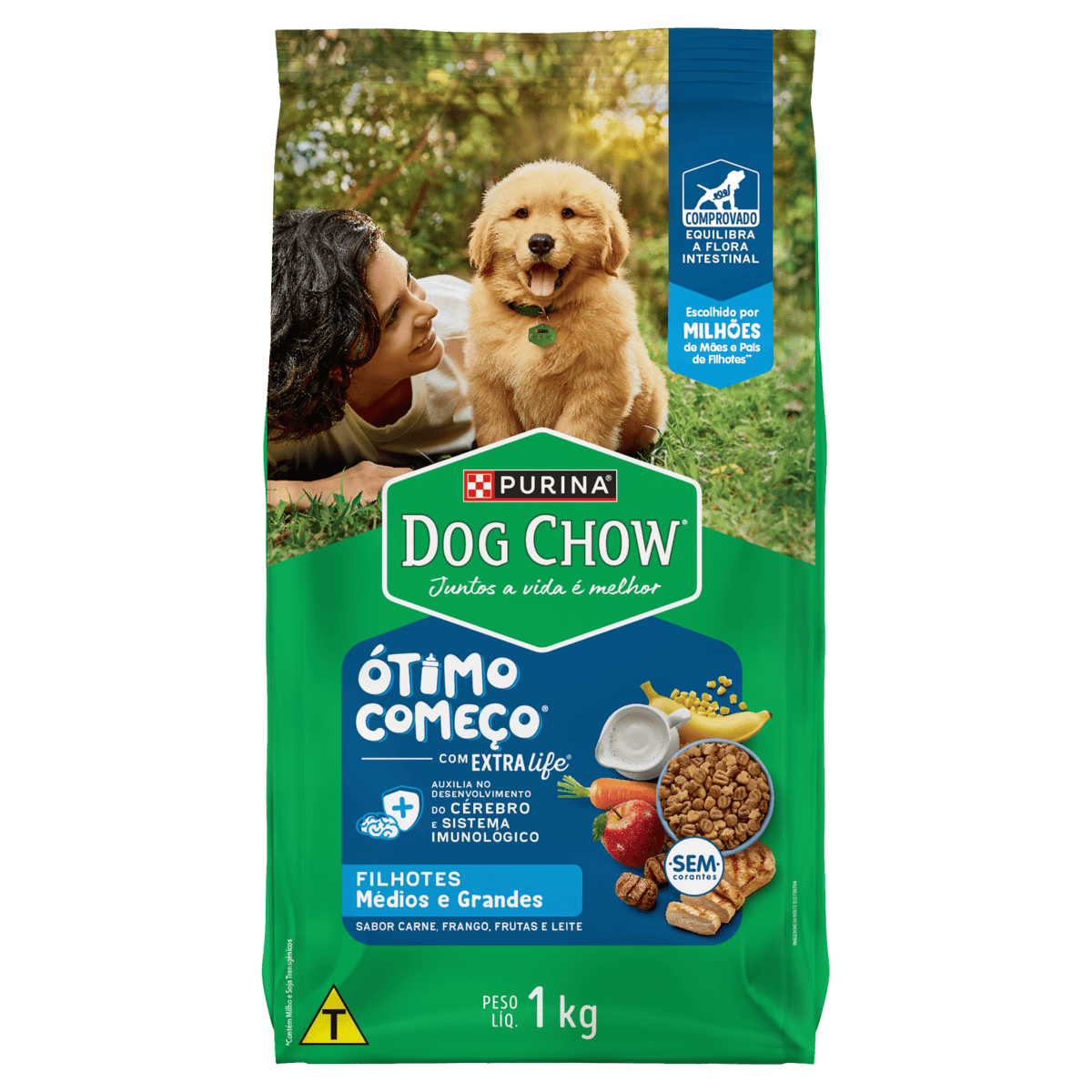 Ração Dog Chow Cães Filhotes Médios e Grandes Carne, Frango e Arroz
