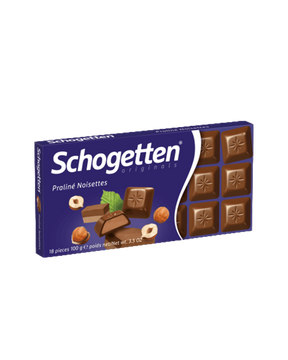 Barra chocolate pralinee noisettes Schogetten