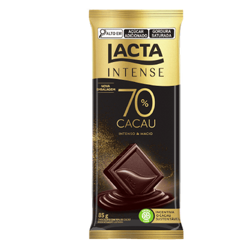 Barra de chocolate 70% cacau intense Lacta