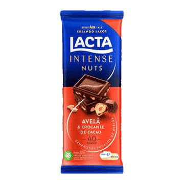 Chocolate Intense Nuts 40% Cacau Avelã e Crocante de Cacau Lacta