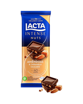 Chocolate Intense Nuts 40% Cacau Amêndoas e Caramelo Salgado Lacta