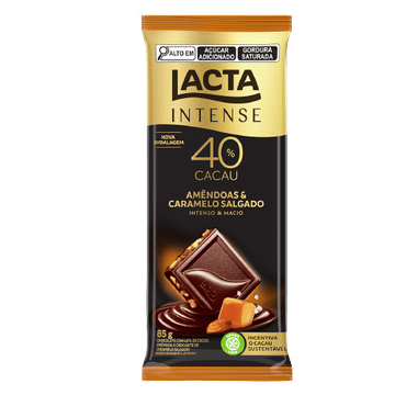 Chocolate Intense Nuts 40% Cacau Amêndoas e Caramelo Salgado Lacta