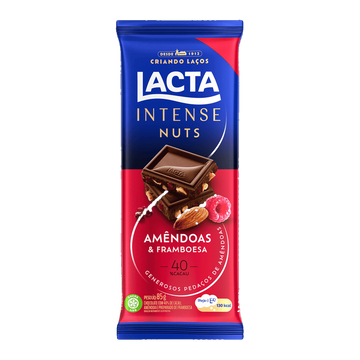 Chocolate Intense Nuts 40% Cacau Amêndoas e Framboesa Lacta