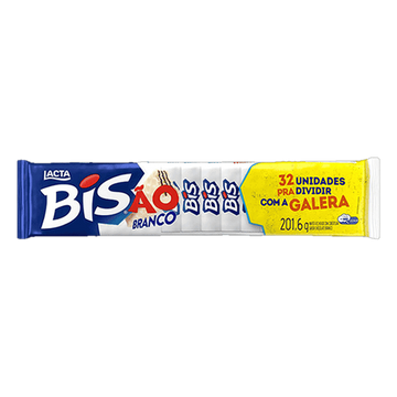 Biscoito Wafer Cobertura Chocolate Branco Bisão Lacta