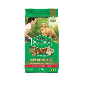 Ração Dog Chow Cães Filhotes Médios e Grandes Carne, Frango e Arroz