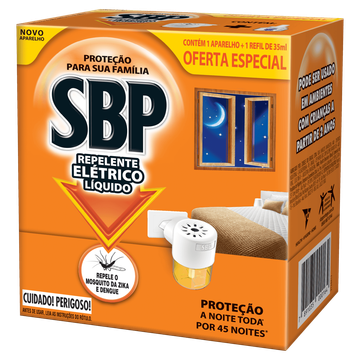 Repelente Elétrico Líquido 45 Noites Novo Aparelho + Refil Sbp
