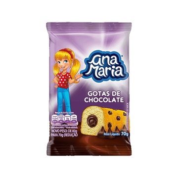 Bolo Baunilha com Gotas de Chocolate Recheio Chocolate Ana Maria