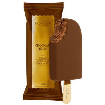 Picolé Cioccolato Belga com Cobertura Bacio Di Latte