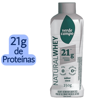 Iogurte sabor Coco Natural Whey 21G de Proteína Verde Campo