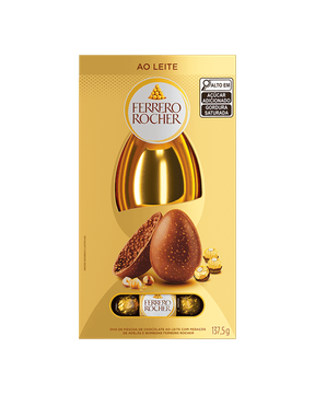 Ovo de páscoa Ferrero Rocher ao leite com 3 bombons Ferrero Rocher Caixa 137,5g