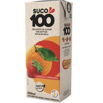 Suco Integral Suco100 de Laranja e morango