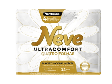 Papel Higiênico Neve Ultracomfort Folha Quádrupla 12 rolos 20M