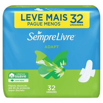 Absorvente com abas suave adapt pacote sempre livre