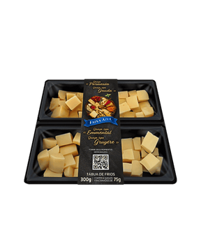 Tábua de Queijos Parmesão, Gouda, Emmental e Gruyère Fracionados Faixa Azul Vigor